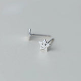 S925 Silver Star Smiley Face Stud Earrings Sweet Star Ear Rings