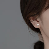 S925 Silver Star Smiley Face Stud Earrings Sweet Star Ear Rings