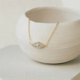 Opal Devil's Eye Chain Necklace 14K Gold-Plated Pendant for Women