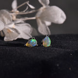 Water Drop Opal Studs Earrings Colorful Silver Women Girl Gift