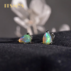 Water Drop Opal Studs Earrings Colorful Silver Women Girl Gift