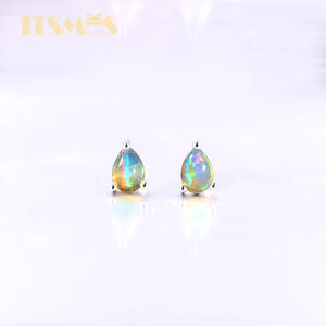 Water Drop Opal Studs Earrings Colorful Silver Women Girl Gift