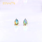Water Drop Opal Studs Earrings Colorful Silver Women Girl Gift