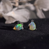 Water Drop Opal Studs Earrings Colorful Silver Women Girl Gift