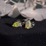 Water Drop Opal Studs Earrings Colorful Silver Women Girl Gift