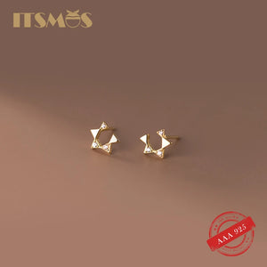 925 Silver Diamond Star Stud Hoop Earrings Open Star Earrings