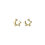925 Silver Diamond Star Stud Hoop Earrings Open Star Earrings