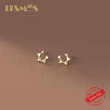 925 Silver Diamond Star Stud Hoop Earrings Open Star Earrings