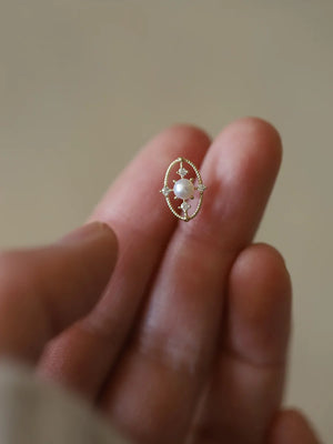 Vintage Oval Fresh Water Pearl Earrings