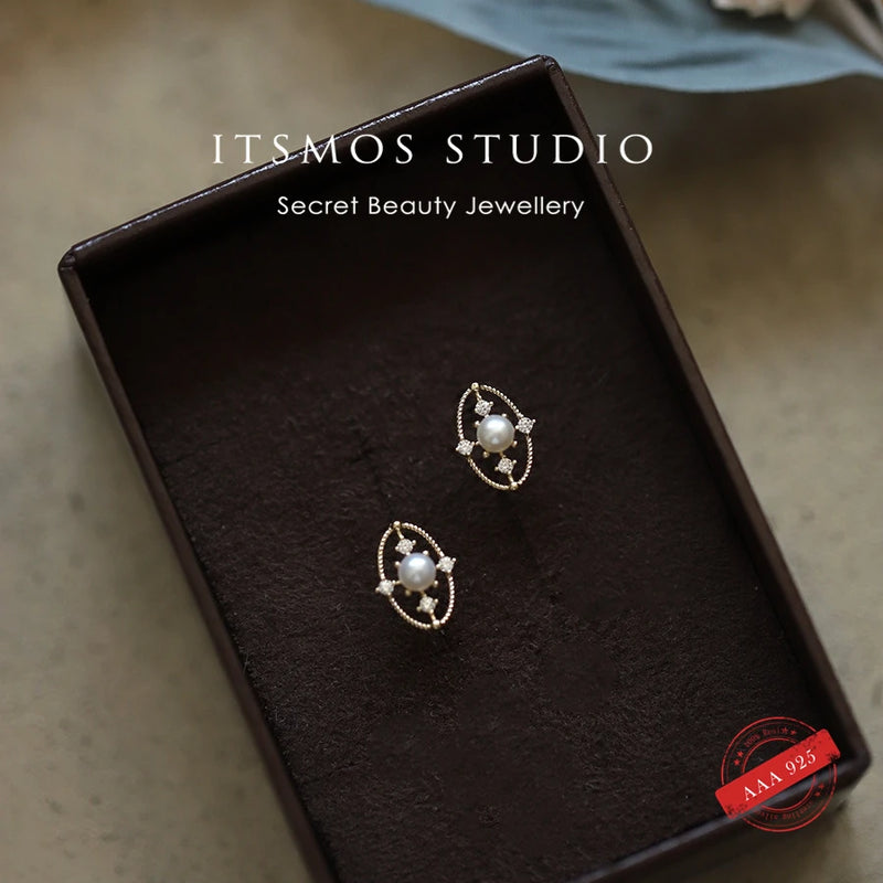 Vintage Oval Fresh Water Pearl Earrings