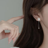 925 Silver Stud Earrings Star Chain Beads Wedding Party Gift