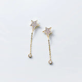925 Silver Stud Earrings Star Chain Beads Wedding Party Gift