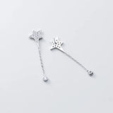 925 Silver Stud Earrings Star Chain Beads Wedding Party Gift