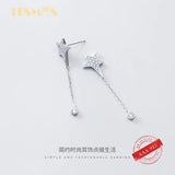 925 Silver Stud Earrings Star Chain Beads Wedding Party Gift