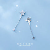 925 Silver Stud Earrings Star Chain Beads Wedding Party Gift