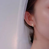 Gold-Plated Bowknot Hoop Earrings Red Diamond CZ Huggie Earrings