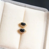 925 Silver 14K Plated Agate Earrings Small Retro Style for Women