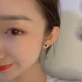 925 Silver 14K Plated Agate Earrings Small Retro Style for Women