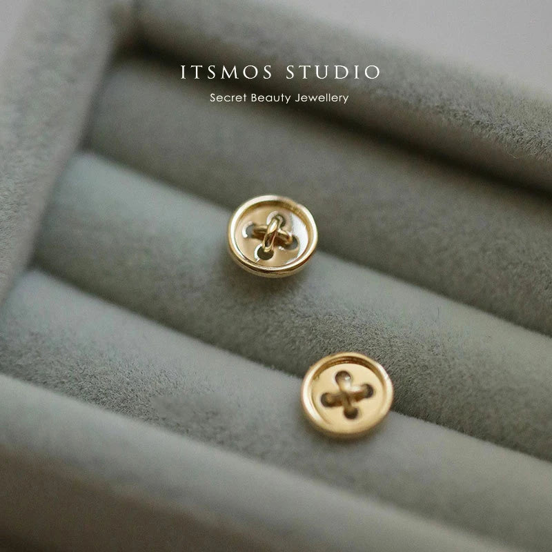 925 Silver Buttons Earrings Small Generous Women's Piercing Gift