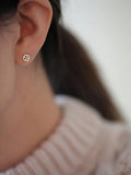 925 Silver Buttons Earrings Small Generous Women's Piercing Gift