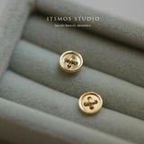 925 Silver Buttons Earrings Small Generous Women's Piercing Gift