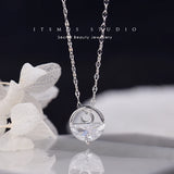 925 Sterling Silver Sea Moon Pendant Necklace for Women
