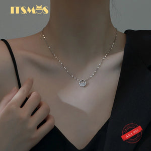 925 Sterling Silver Sea Moon Pendant Necklace for Women