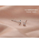 925 Silver Star Zircon Earrings Small Piercing Earrings for Women