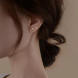 925 Silver Star Zircon Earrings Small Piercing Earrings for Women