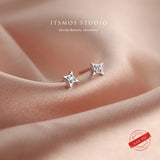 925 Silver Star Zircon Earrings Small Piercing Earrings for Women