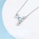 925 Silver Whale Crystal Pendant Necklace Light Chain Protect Animals