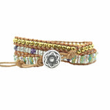 Natural Stone & Crystal Brass Bracelet Collection