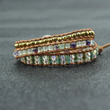 Natural Stone & Crystal Brass Bracelet Collection