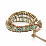 Natural Stone & Crystal Brass Bracelet Collection