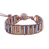 Natural Stone Hematite Healing Tube Bead Singer Wrap Wrist Bracelet