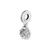 Ice Carving Dangle Charm Clear CZ for Jewelry Making 925 Sterling Silver