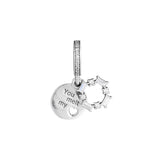 Ice Carving Dangle Charm Clear CZ for Jewelry Making 925 Sterling Silver