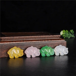 Colorful Agate Lucky Elephant Pendant Necklace