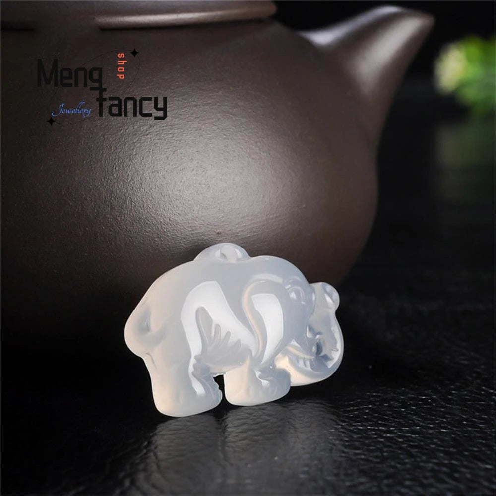 Colorful Agate Lucky Elephant Pendant Necklace