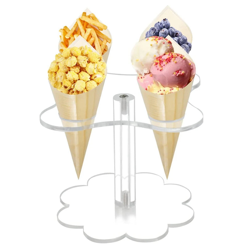 4-Hole Acrylic Ice Cream Cone Holder for Parties