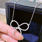 Ice Ice S925 Silver Bow Necklace Full Diamond Bow Necklace