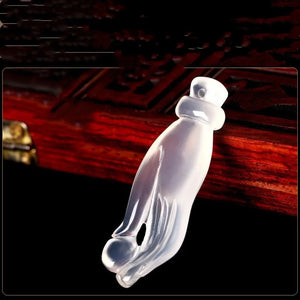 Chalcedony Guanyin Hand Carved Buddha Pendant Necklace