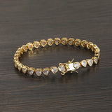 Heart Shape Stone Bracelet Brass CZ Jewelry