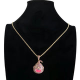 Ice Out CZ Cartoon Face Pendant Charm Chain Hip Hop Jewelry