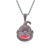 Ice Out CZ Cartoon Face Pendant Charm Chain Hip Hop Jewelry