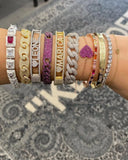 Personalized Name Bangle Pave 5A Cz Letters Heart Evil Eyes Charm Bracelet