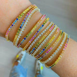 Geometric CZ Paved Tennis Chain Bracelet 3mm