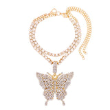 Multilayer Crystal Butterfly Anklet with Rhinestones