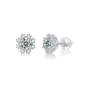 Sterling Silver Snowflake Moissinate Stud Earrings Wedding