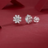Sterling Silver Snowflake Moissinate Stud Earrings Wedding